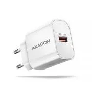 AXAGON ACU-QC18W, 18W-os hálózati töltő, 1x USB-A port, QC3.0/AFC/Apple, fehér színű
