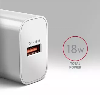 AXAGON ACU-QC18W, 18W-os hálózati töltő, 1x USB-A port, QC3.0/AFC/Apple, fehér színű