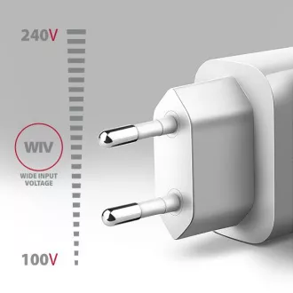 AXAGON ACU-QC18W, 18W-os hálózati töltő, 1x USB-A port, QC3.0/AFC/Apple, fehér színű
