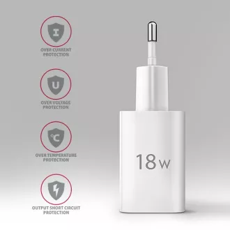 AXAGON ACU-QC18W, 18W-os hálózati töltő, 1x USB-A port, QC3.0/AFC/Apple, fehér színű