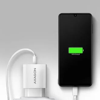 AXAGON ACU-QC18W, 18W-os hálózati töltő, 1x USB-A port, QC3.0/AFC/Apple, fehér színű