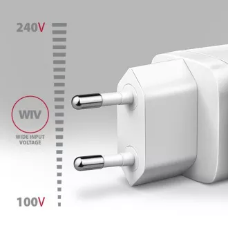AXAGON ACU-PD30W, Teljesítménytöltő 30W, 1x USB-C port, PD3.0/PPS/QC4 /SFC/AFC/Apple, fehér színű
