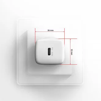 AXAGON ACU-PD30W, Teljesítménytöltő 30W, 1x USB-C port, PD3.0/PPS/QC4 /SFC/AFC/Apple, fehér színű