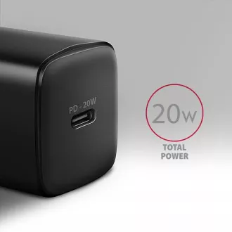 AXAGON ACU-PD20, 20W-os hálózati töltő, 1x USB-C port, PD3.0/PPS/QC4 /AFC/Apple, fekete színben