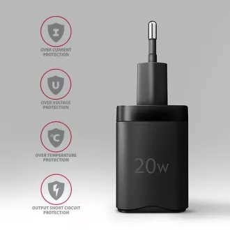 AXAGON ACU-PD20, 20W-os hálózati töltő, 1x USB-C port, PD3.0/PPS/QC4 /AFC/Apple, fekete színben