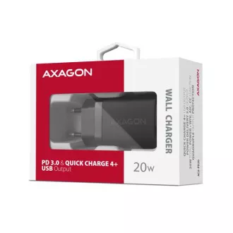AXAGON ACU-PD20, 20W-os hálózati töltő, 1x USB-C port, PD3.0/PPS/QC4 /AFC/Apple, fekete színben