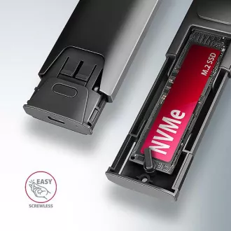 AXAGON EEM2-GTS2, USB-C 10Gbps - M.2 NVMe & SATA SSD fém THIN doboz, csavarozásmentes