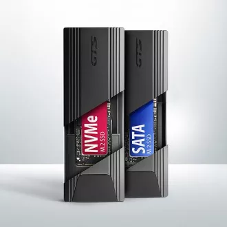 AXAGON EEM2-GTS2, USB-C 10Gbps - M.2 NVMe & SATA SSD fém THIN doboz, csavarozásmentes