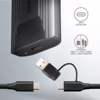 AXAGON EEM2-GTS2, USB-C 10Gbps - M.2 NVMe & SATA SSD fém THIN doboz, csavarozásmentes