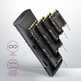 AXAGON EEM2-GTS2, USB-C 10Gbps - M.2 NVMe & SATA SSD fém THIN doboz, csavarozásmentes