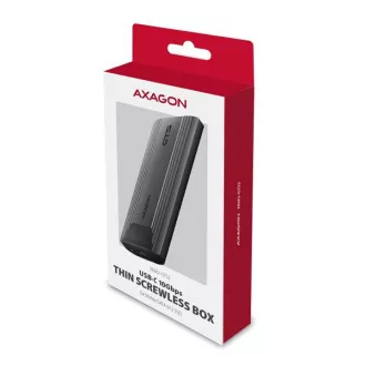 AXAGON EEM2-GTS2, USB-C 10Gbps - M.2 NVMe & SATA SSD fém THIN doboz, csavarozásmentes