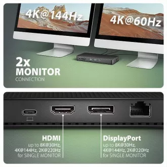 AXAGON HMC-U4, USB4 40Gbps dokkoló, 3x USB-A, 2x USB-C, HDMI & DP 8K/30Hz, RJ-45, SD/mSD, audio, PD 100W, USB-C kábel 80cm AXAGON HMC-U4, USB4 40Gbps dokkoló, 3x USB-A, 2x USB-C, HDMI & DP 8K/30Hz, RJ-45, SD/mSD, audio, PD 100W, USB-C kábel 80cm