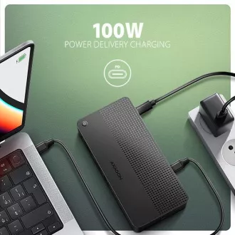 AXAGON HMC-U4, USB4 40Gbps dokkoló, 3x USB-A, 2x USB-C, HDMI & DP 8K/30Hz, RJ-45, SD/mSD, audio, PD 100W, USB-C kábel 80cm AXAGON HMC-U4, USB4 40Gbps dokkoló, 3x USB-A, 2x USB-C, HDMI & DP 8K/30Hz, RJ-45, SD/mSD, audio, PD 100W, USB-C kábel 80cm