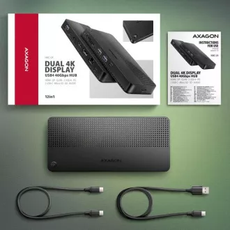 AXAGON HMC-U4, USB4 40Gbps dokkoló, 3x USB-A, 2x USB-C, HDMI & DP 8K/30Hz, RJ-45, SD/mSD, audio, PD 100W, USB-C kábel 80cm AXAGON HMC-U4, USB4 40Gbps dokkoló, 3x USB-A, 2x USB-C, HDMI & DP 8K/30Hz, RJ-45, SD/mSD, audio, PD 100W, USB-C kábel 80cm