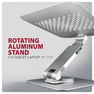 AXAGON STND-LR alumínium laptop állvány 10"-17,3" állítható magasságú és dőlésszögű, forgatható, szürke színű