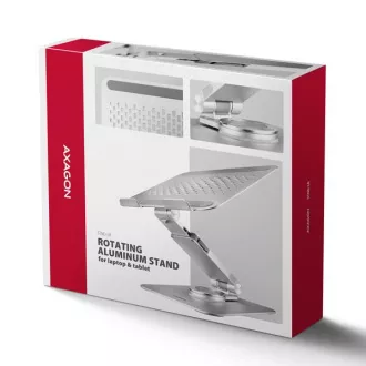 AXAGON STND-LR alumínium laptop állvány 10"-17,3" állítható magasságú és dőlésszögű, forgatható, szürke színű