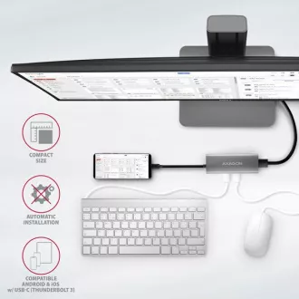 AXAGON HMC-5G21, USB 10Gb/s hub, 2x USB-A, 2x USB-C, HDMI 4k/30, PD 60W, USB-C kábel 13cm