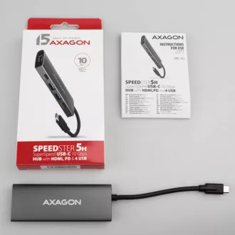 AXAGON HMC-5G21, USB 10Gb/s hub, 2x USB-A, 2x USB-C, HDMI 4k/30, PD 60W, USB-C kábel 13cm