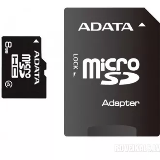ADATA MicroSDHC kártya 8GB Class 4 + SD adapter ADATA MicroSDHC kártya 8GB Class 4 + SD adapter