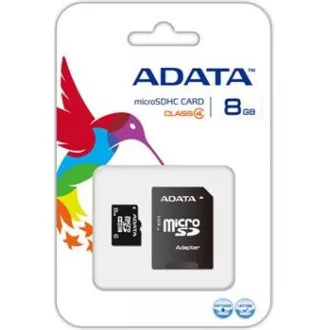 ADATA MicroSDHC kártya 8GB Class 4 + SD adapter ADATA MicroSDHC kártya 8GB Class 4 + SD adapter