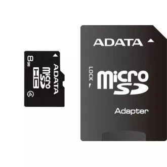 ADATA MicroSDHC kártya 8GB Class 4 + SD adapter ADATA MicroSDHC kártya 8GB Class 4 + SD adapter