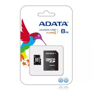 ADATA MicroSDHC kártya 8GB Class 4 + SD adapter ADATA MicroSDHC kártya 8GB Class 4 + SD adapter