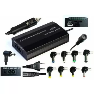 EUROCASE univerzális hálózati adapter 100W, AC 110-240V / CAR DC 12V, DC 12-20, 9 csatlakozó