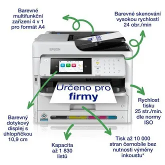 EPSON nyomtató tinta WorkForce WF-C5890DWF, 4in1, A4, 25 oldal/perc, USB, LAN, Wi-Fi (Direct)
