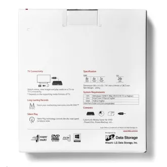 HITACHI LG - külső DVD-W/CD-RW/DVD±R/±RW/RAM meghajtó GP57EW40, Slim, fehér, doboz SW - Használt HITACHI LG - külső DVD-W/CD-RW/DVD±R/±RW/RAM meghajtó GP57EW40, Slim, fehér, doboz SW - Használt