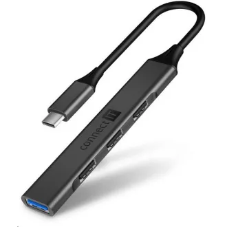 CONNECT IT USB-C hub, (1xUSB-A 3.0, 3xUSB-A 2.0), külső, antracit színű