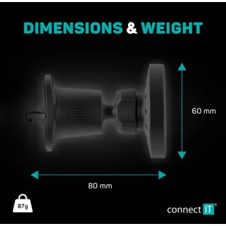 CONNECT IT InCarz MagSafe univerzális mágneses vezeték nélküli autós töltő, fekete színben