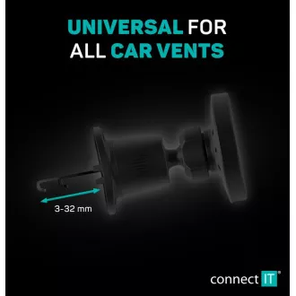 CONNECT IT InCarz MagSafe univerzális mágneses vezeték nélküli autós töltő, fekete színben