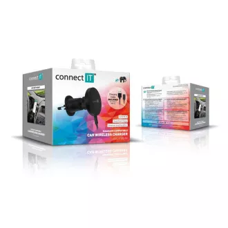 CONNECT IT InCarz MagSafe univerzális mágneses vezeték nélküli autós töltő, fekete színben
