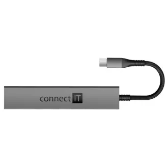 CONNECT IT USB-C hub, 2x USB-A, 1x USB-C, 1x SD kártya, 1x MicroSD kártya, szürke színű