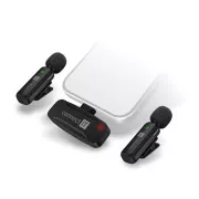 CONNECT IT Microphone ClipMic, 2x vezeték nélküli Lavalier mikrofon vevőkészülékkel, Lightning csatlakozóval, fekete színű