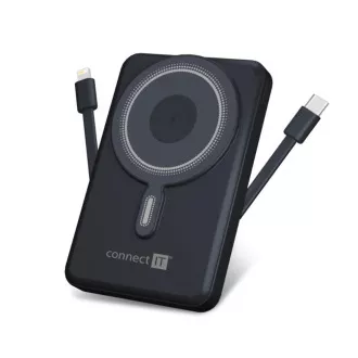 CONNECT IT Powerbank TravelCharge, MagSafe, 10000mAh, USB-C, Lightning, Szürke