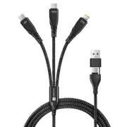 CONNECT IT töltőkábel Wirez 6in1, USB-C/USB, Lightning   2x USB-C, 1.25m, fekete