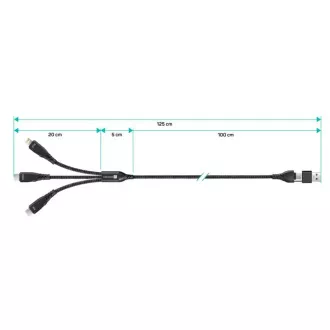 CONNECT IT töltőkábel Wirez 6in1, USB-C/USB, Lightning   2x USB-C, 1.25m, fekete