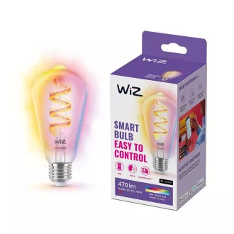 PHILIPS WiZ Wi-Fi BLE ST64 E27 6, 3 W - színes izzó, állítható hőmérsékletű, fényerőszabályozóval, dimmelhető PHILIPS WiZ Wi-Fi BLE ST64 E27 6, 3 W - színes izzó, állítható hőmérsékletű, fényerőszabályozóval, dimmelhető