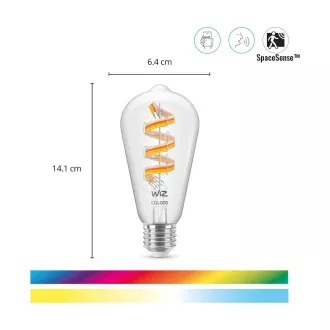 PHILIPS WiZ Wi-Fi BLE ST64 E27 6, 3 W - színes izzó, állítható hőmérsékletű, fényerőszabályozóval, dimmelhető PHILIPS WiZ Wi-Fi BLE ST64 E27 6, 3 W - színes izzó, állítható hőmérsékletű, fényerőszabályozóval, dimmelhető