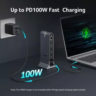 ACER 15in1 USB Type-C univerzális mini dokkoló: Host interfész: USB-C, 2x USB-A 2.0, 1x USB-A 3.2 Gen2, 1x USB-A 3.2 Gen1, 1x USB-A 3.2 Gen1, 1