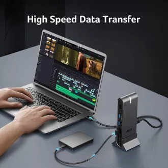 ACER 15in1 USB Type-C univerzális mini dokkoló: Host interfész: USB-C, 2x USB-A 2.0, 1x USB-A 3.2 Gen2, 1x USB-A 3.2 Gen1, 1x USB-A 3.2 Gen1, 1
