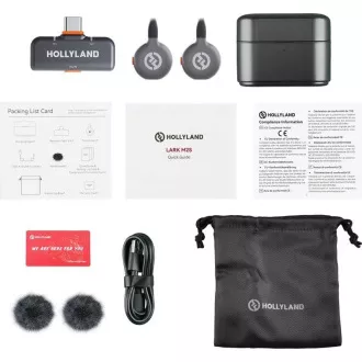 Hollyland LARK M2S Duo vezeték nélküli lavalier mikrofon USB-C csatlakozóval (Duo, űrszürke)