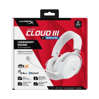 HyperX Cloud III S vezeték nélküli fehér játékfejhallgató