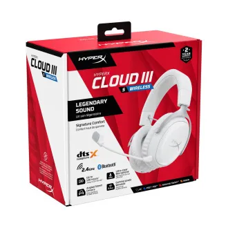HyperX Cloud III S vezeték nélküli fehér játékfejhallgató