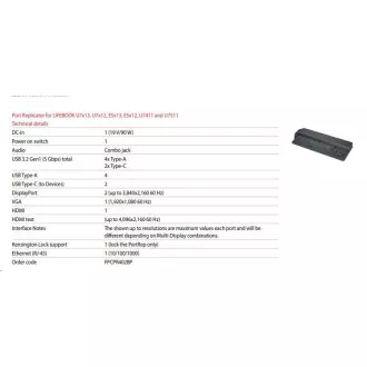 FUJITSU DOCK AC 90W U7313 U7413 U7613 - 4xUSB 2xUSBC 2xDP 1xHDMI VGA RJ45-kábel nélkül FUJITSU DOCK AC 90W U7313 U7413 U7613 - 4xUSB 2xUSBC 2xDP 1xHDMI VGA RJ45-kábel nélkül