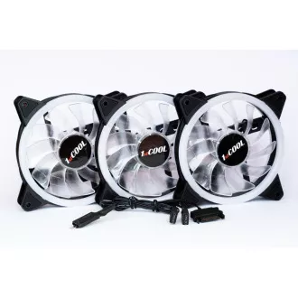 1stCOOL KIT AURA EVO CRYSTAL ARGB 3x Crystal White ventilátor   ARGB Nano kontroller
