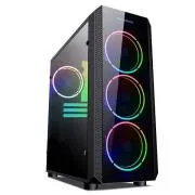 VeinX tok Mars MAR01A Mid Tower, tápegység nélkül, 3xUSB, átlátszó oldalfal, 4xARGB ventilátor 120mm, fekete - Felbontott