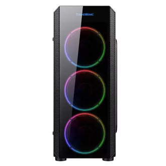 VeinX tok Mars MAR01A Mid Tower, tápegység nélkül, 3xUSB, átlátszó oldalfal, 4xARGB ventilátor 120mm, fekete