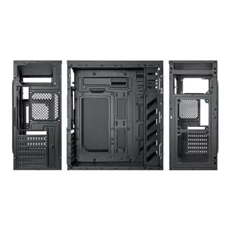 VeinX tok Crown CR18A Mid Tower, tápegység nélkül, 1x USB3.0, 2x USB2.0, fekete